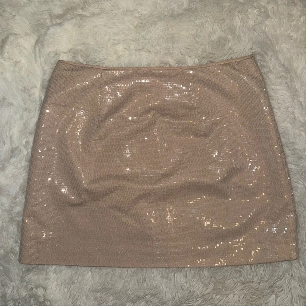 A New Day Sequin Beige Mini Skirt